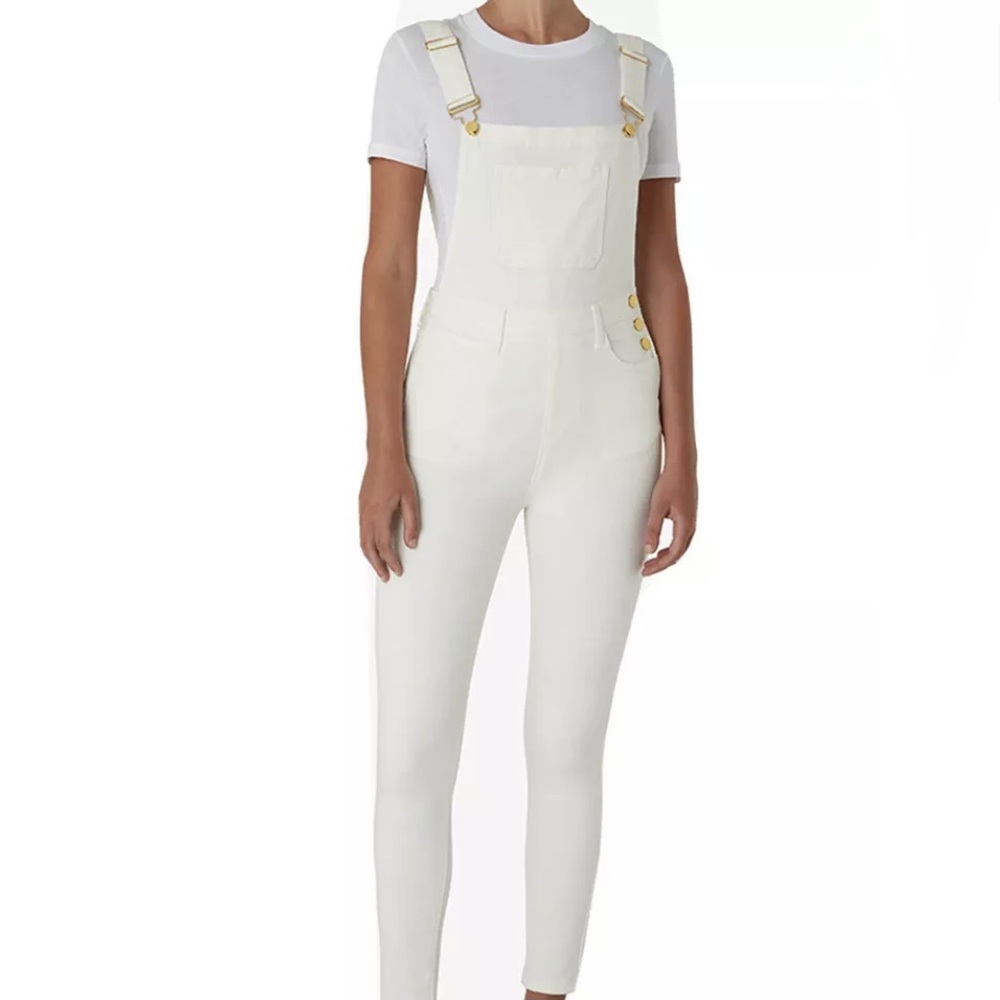 NEW WeWoreWhat White High Rise Skinny Overalls XS